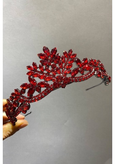 FdayAksesuar Kırmızı Serlin Model Gelin Tacı FRDY31486