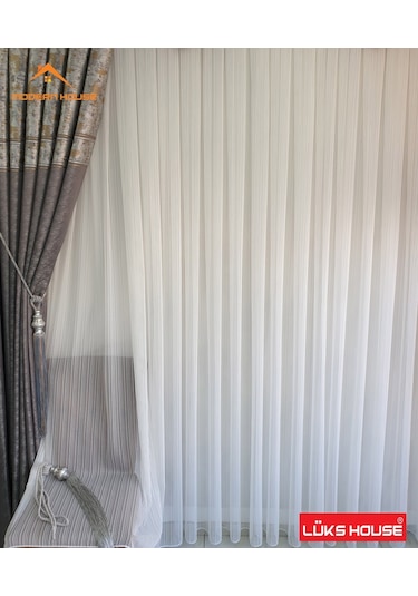 Lüks Dalga Zincir Çizgili Kurşunlu Tül Perde - Modern House