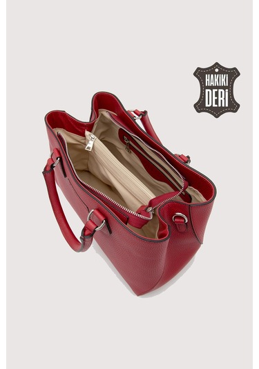 Hakiki Deri Kırmızı Kadın Kol Çantası Uzun Askılı Smr7666 Kırmızı