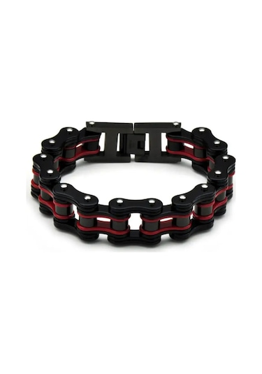 Omark Cotton Biker Red Bileklik Siyah