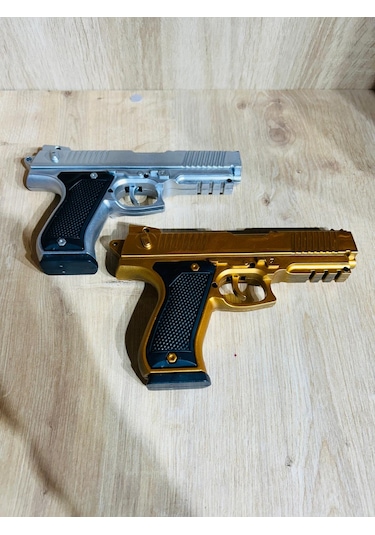 Boncuklu Altın Ve Gümüş Renk Boncuk Atan Silah 2 Adet + 2 Adet 9 Cm Hedef + 21 Paket Boncuk Karışık