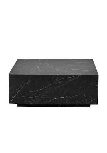 Most Lignum Mermer Görünümlü %100 Mdf Orta Sehpa 80x80 Cm Siyah