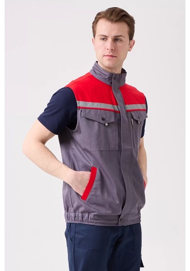 İş Yeleği Gabardin Kumas Yazlık Grikırmızı Reflektörlü Royal Hafif Nefes Alabilir Çok Cepli Gri-kırmızı İş Yeleği Gabardin Kumas Yazlık Grikırmızı Reflektörlü Royal Hafif Nefes Alabilir Çok Cepli Gri-kırmızı