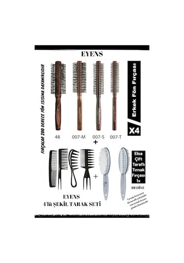 Elsa Professional 4 Lü Erkek Tarama Serisi+4 Lü Wax Tarağı+çift Taraflı Tırnak Fırçası Hediye