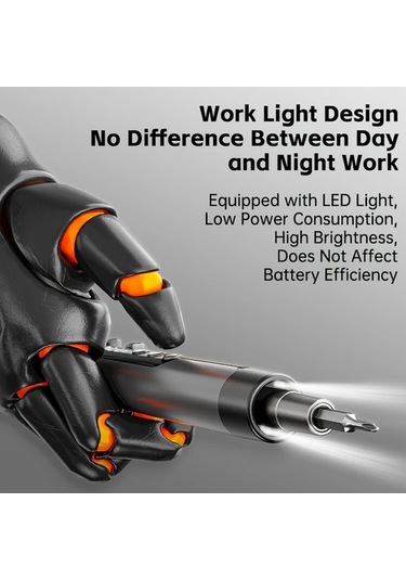 Honeybeeshop 46lı 1 Arada Turuncu Lcd Ekranlı Led Işıklı Mini Kablosuz Sessiz Şarj Edilebilir Elektrikli Vidalama Seti Ev Kullanımı Alet Takımı