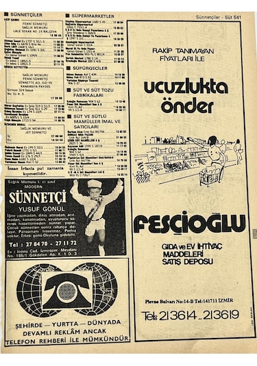 İzmir 1982-1983 Meslek Reklam İlanı Efemera S541