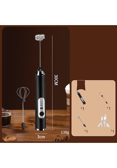 Dinosaurs Standlı Süt Köpürtücü Seti İle El Tipi Ev Tipi Küçük Elektrikli Çırpma Teli Ahşap