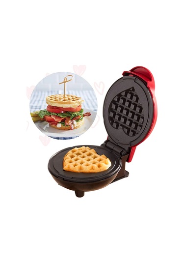 Mocatt Kalp Şeklinde Waffle Makinesi, Sandviç Makinesi, Pişirme, Fırın Tepsisi, Pink 1