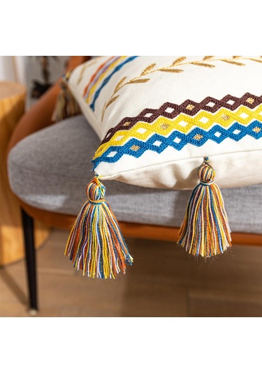 Suntek Püsküllü Pamuk Püskül Minder Örtüsü Yastık Ev 45x45cm B