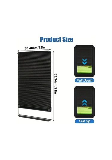 Trendooze Cloud011 Siyah Alüminyum Kumaş Karavan Kapı Stor Perde 12x21 Inch Güneşlik Kapı Koruma Siyah