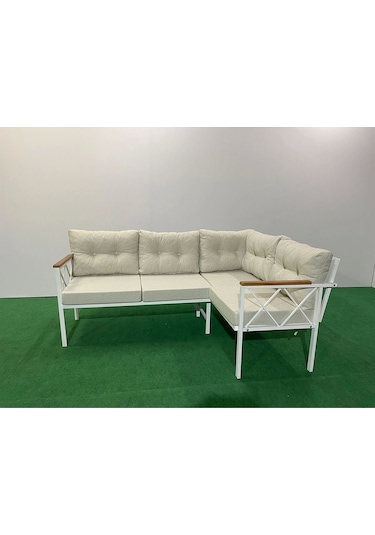 Köşe Koltuk Takımı , 2 2 Balkon-bahçe-kafe,çay Seti,koltuk Takımı,mutfak Köşesi Beyaz Profil Bej