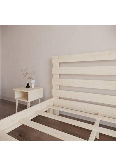 Urban New Model Doğal Çam Ahşap Karyola Ve İki Komodin Set-172 150 x 200 CM