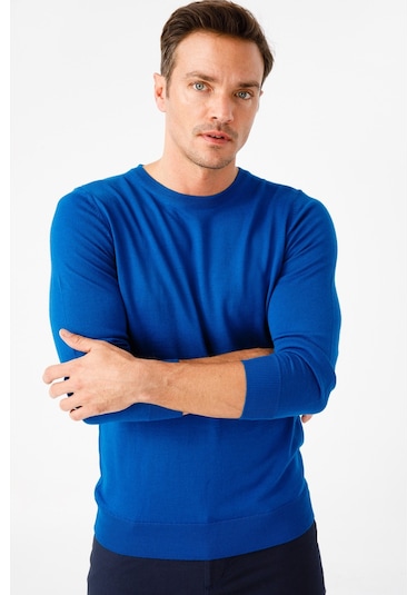 Desen Triko Erkek Basic Sıfır Yaka İnce Triko Kazak 02421603 Saks