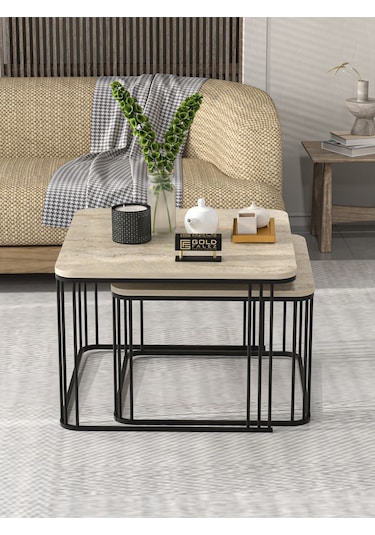 Orta Sehpa İkili Alize Traverten Bej