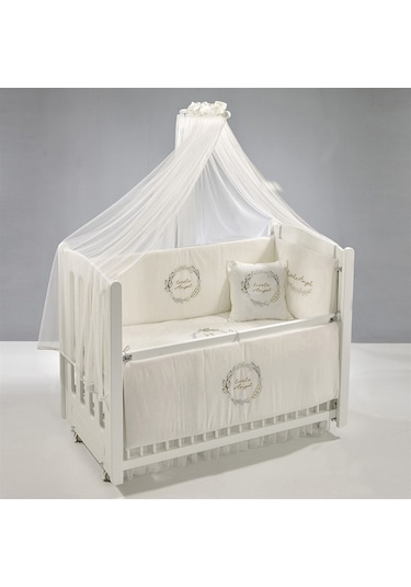 Meltem Kids Mia Anne Yanı Ahşap Sallanır Beşik 60 x 120 CM (Beyaz - Angel) Beyaz