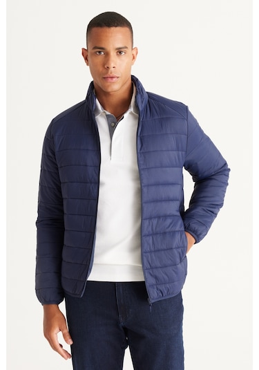 Ac&Co / Altınyıldız Classics Erkek Lacı Sıcak Tutan Elyaf Dolgulu Ultra Hafif Standart Fit Şişme Mont Lacı Lacivert