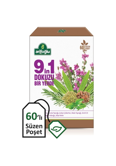 Arifoğlu 9 in 1 Dokuzu Bir Yerde Bitki Süzen Poşet Çay 60'lı