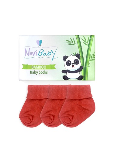 Novibaby 3'lü Bambu Yenidoğan Bebek Çorabı I Orange I 0-6 ay "Karışık Renkli"