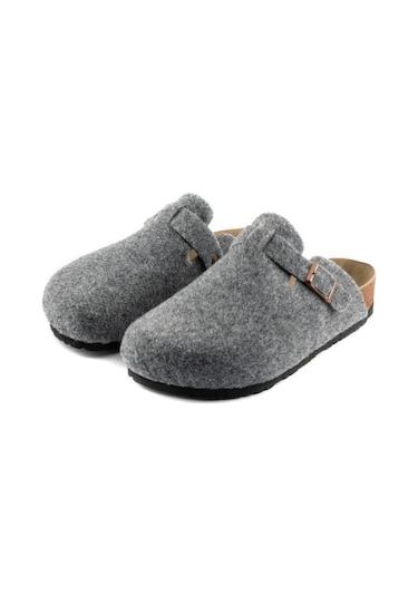 Roy Jones 7004 Unisex Gri Yün Keçe Günlük Ev Terlik Gri