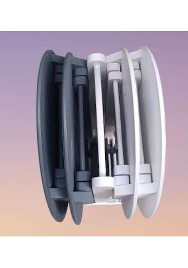 Çanta Zigon Sehpa Oval Model Dörtlü Ahşap Mdf Beyaz Ve Gri Renk Uyumu El Yapımı