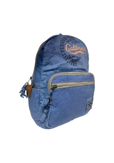 Kaliteli Renkli Vintage Disayn Günlük Sırt Gezi Okul Seyahat Çantası 31 Cm X 41 Cm Mavi - Beyaz