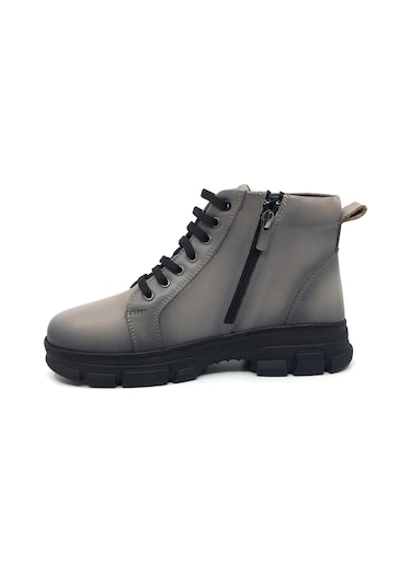 Taşpınar %100 Hakiki Deri Kadın Kışlık Günlük Fermuarlı Sneaker Bot 36-41 Vizon