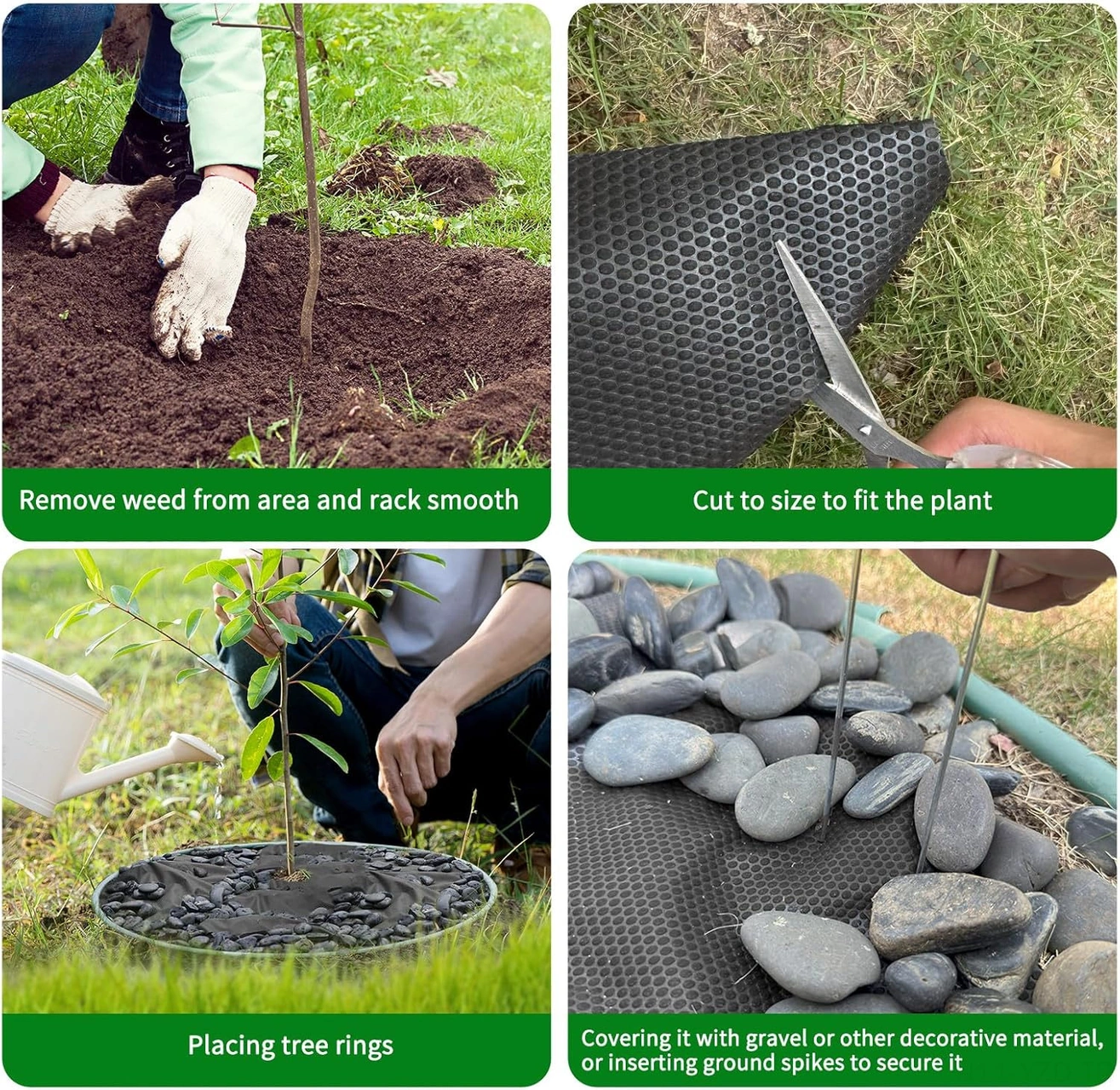 Yuntech01 12 Adet 52cm Çaplı Ağac Korumalı Döşeme, Dikdörtgen Örgü, Bitki Kökünü Koruma, Ot Kontrol, Ev Bahçesi, Saksı Bitkileri İçin