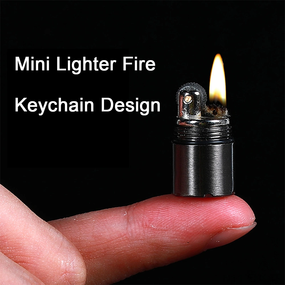Xindoker Metal Mini Kerosene Çakmak - Dayanıklı Konstruksiyon, Yakıt Saklama, Anahtar Zinciri İlişkilendirilebilir, Gümüş Renk Gümüş