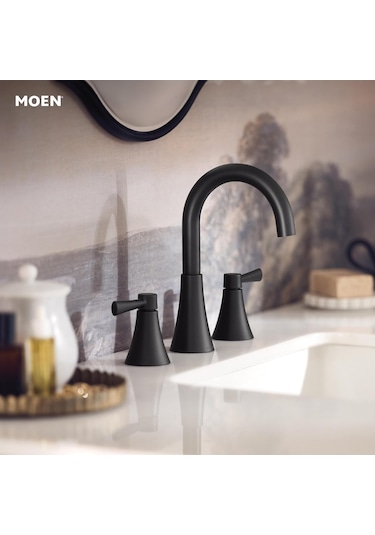 Moen Ronan Mat Siyah İki Kulplu Yaygın Modern Banyo Bataryası, Va Diğer