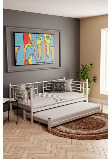 Moblay Larissa Yavrulu Daybed Sedir Karyola Beyaz