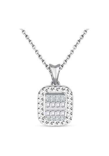 Modern Tasarım 0.15 Ct Baget Kare Tektaş Kolye