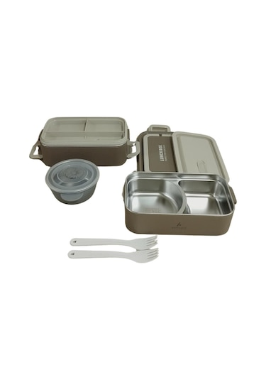 Aryıldız Bento Dikdörtgen Lunch Box Yemek Termosu Vizon 2000 Ml Vizon