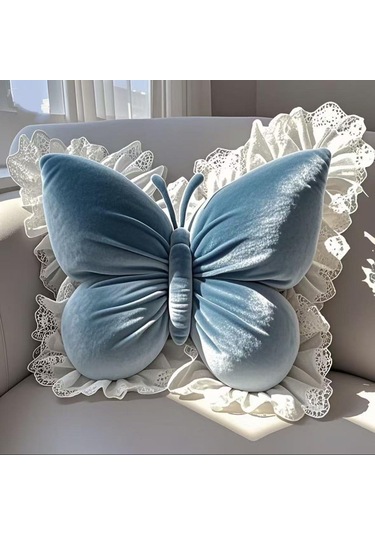 Suntek Kelebek Şekilli Yastık El Sanatları Kanepe Minderi İç Mavi