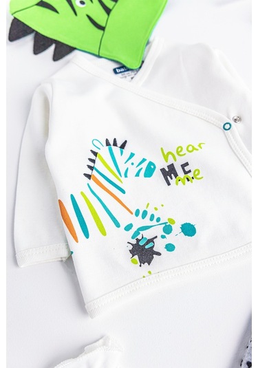 Babymod Figürlü 5 Parça Erkek Bebek Hastane Çıkışı Bebek Seti (542091223) Yeşil-0-3 Ay Çok Renkli