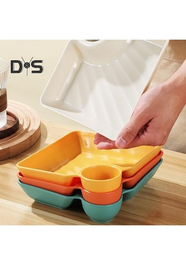 Sarı Hamur Plakası Kaymaz İstiflenebilir Plastik Daldırma Tabağı Suşi Tabağı