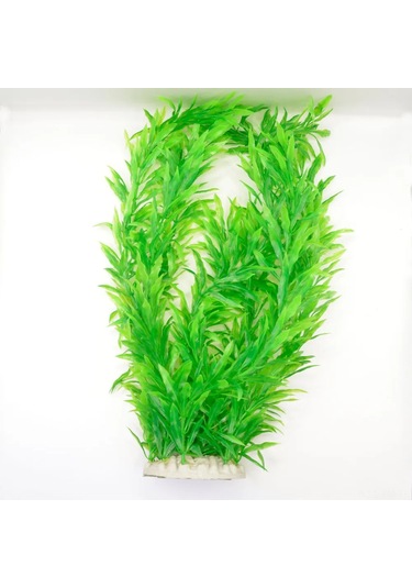 Ximistore9 Akvaryum Dekorasyonu Yumuşak Plastik Su Bitkisi - Renk Kaybı Olmayan Suyu Kirlenmeyen 37cm Yeşil Taklit Bitki