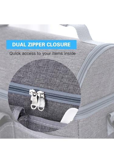 Pazly İki Katmanlı Taşınabilir İzole Soğutucu Çanta - Öğle Yemeği, Kamp, Piknik, Bbq, Gri Gri