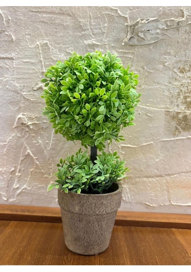 Zümrüt Yeşili İkili Topiary Aranjman 24 Cm X 10 Cm Yeşil