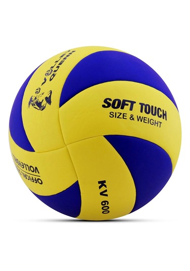 Voleybol Topu Soft Touch Yapıştırma Yumuşak Yüzey 18 Panel 5 Num Lacivert - Sarı