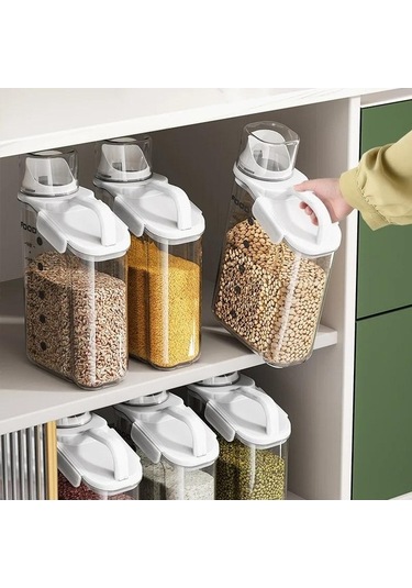 Pazly 1600ml Hava Geçirmez Evcil Hayvan Maması Saklama Kabı, Ölçü Kaplarıyla, Mavi Mavi