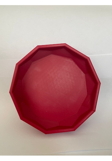 Kırmızı Köşeli Kase - Dekoratif Kase 15 Cm 3d Baskıdır- Sağlamdır