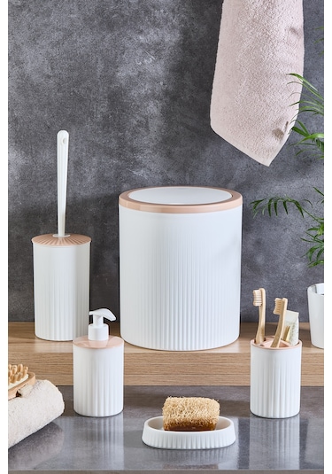 Decorev Lüks 5'li Banyo Seti Şık Tasarımlı Banyo Takımı Beyaz