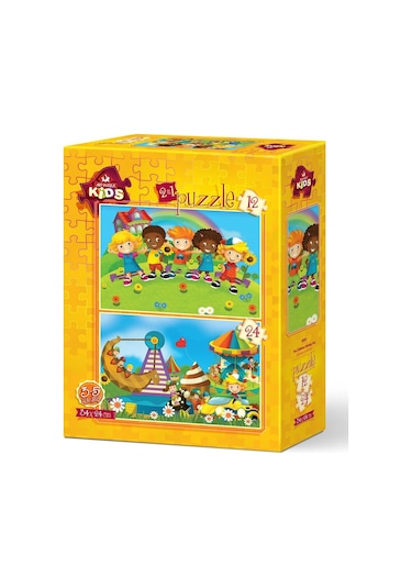 Art Çocuk Puzzle Eğlenen Çocuklar 12+24 Parça Puzzle