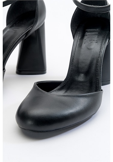 Luvishoes Oslo Siyah Cilt Kadın Topuklu Ayakkabı Sıyah Cılt