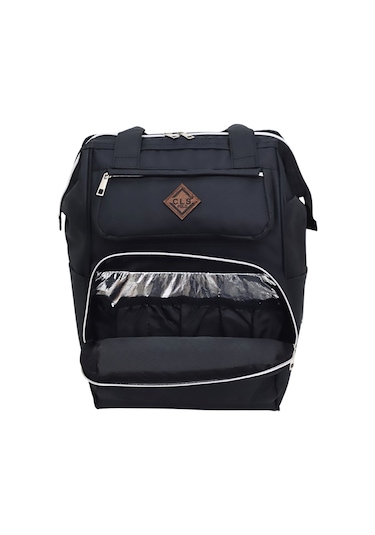 Termal Bölmeli Siyah Anne Bebek Sırt Çantası Geniş Hacimli Bebek Bakım Çantası Bebek Arabası Uyumlu Siyah