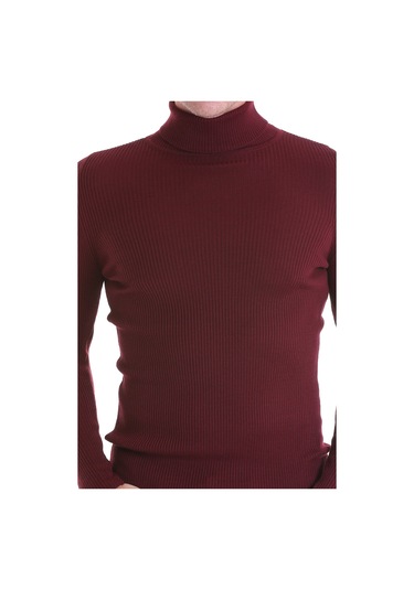 Hatemoğlu Bordo Regular Fit Düz Balıkçı Yaka Triko Yün Kazak Bordo