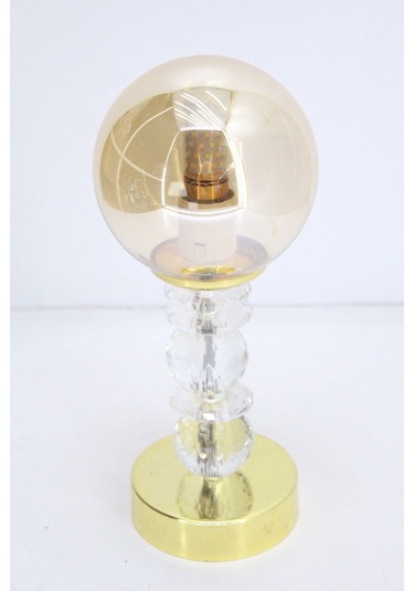 Kristal Taşlı Masa Abajuru Gece Lambası Yatak Başı Lambası Füme