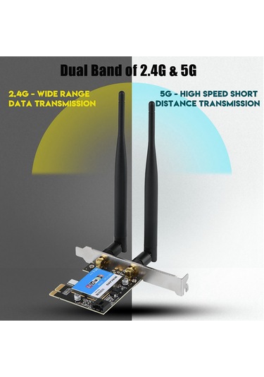 Yaozixa Rtl8821 Çift Bant Pcıe Kablosuz Kart - 433mbps Hız, Bluetooth 4.0, Plug & Play, Wın7/8/10 Uyumlu, Masaüstü/endüstriyel Bilgisayarlar İçin