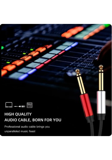 5 Metre 6.35 Mm To 6,3 Mm Mono Çivi Jack Mikrofon Gitar Kablosu