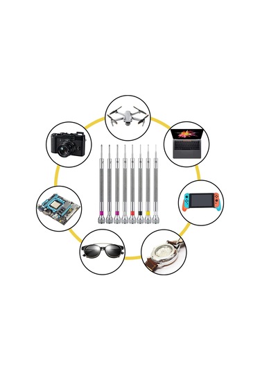 Leasetake Mikro Hassas Mücevher Tornavidası 0.6-1.6mm 8 Parça Saat Tornavidası Seti 8 Ekstra Yedek Bıçakla